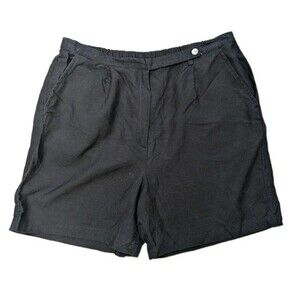 Vintage Cherokee Black Linen Blend Shorts sz XL Mother Of Pearl Button Retro Y2K